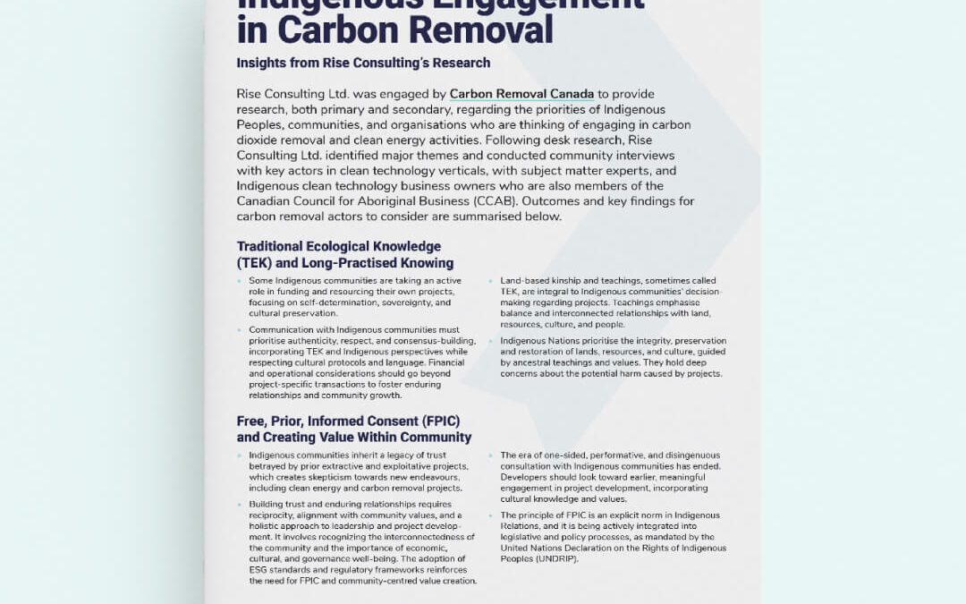 Learn more about Indigenous Engagement in Carbon Removal